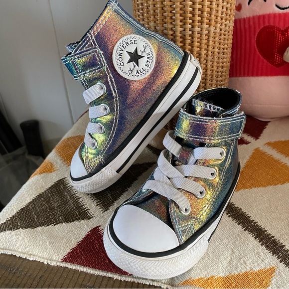 Converse Other - CONVERSE High Top Sneakers Sparkle Sparkly Glitter Iridescent Easy On Chucks